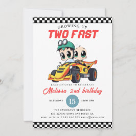 Two Fast Race Car Boy 2nd Birthday Party Inbjudningar