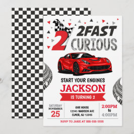 Two Fast Race Car Boy 2nd Birthday Party Inbjudningar
