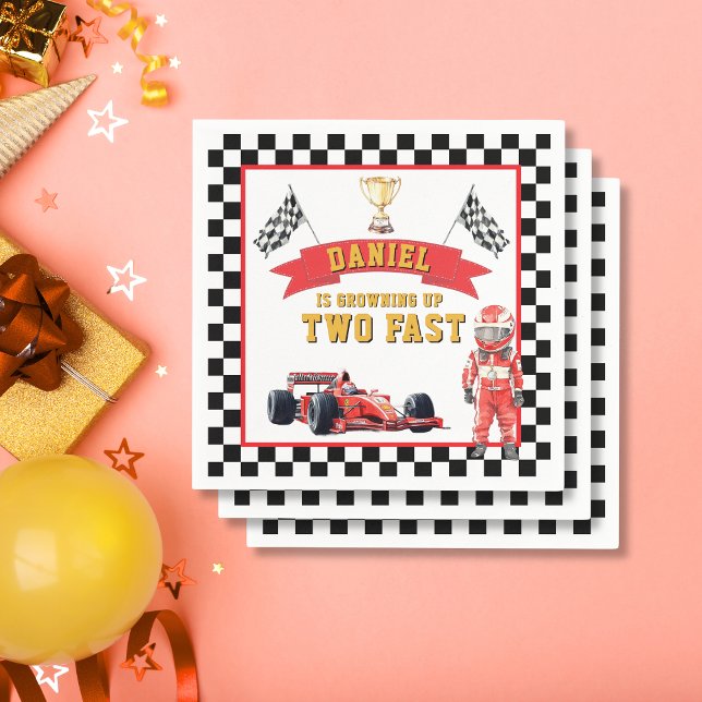 Two Fast Racing Tema Rutig Flagga Party Pappersservett (Skapare uppladdad)