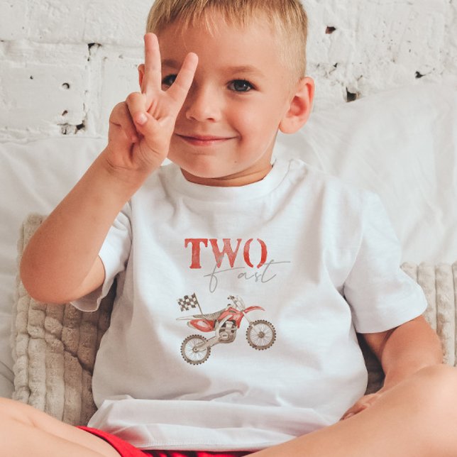 TWO Fast Red Dirt Bike Birthday T-shirt (Skapare uppladdad)