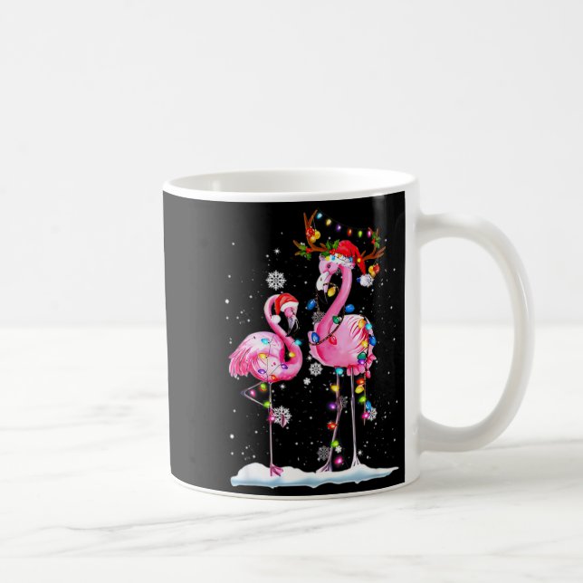 Two Flamingo With Santa Hat And Lights Merry Chris Kaffemugg (Höger)