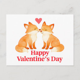 Two Foxes with Heart – Valentine’s Day Illustratio Vykort