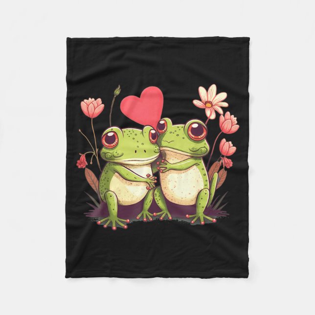 Two Frogs Valentines Day Love On Couple Frog  Fleecefilt (Framsidan)