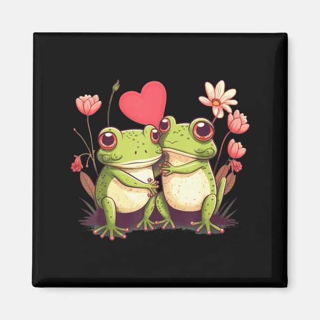 Two Frogs Valentines Day Love On Couple Frog  Magnet (Framsidan)