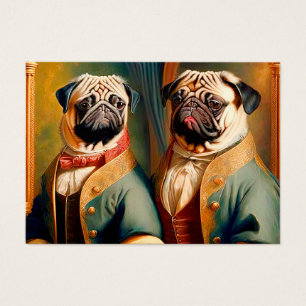 Two Funny Anthropomorphic Vintage Pug Visitkort