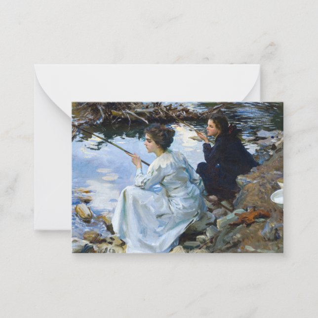 Two Girls Fishing, 1912 av John Singer Sargent Anteckningskort (Framsida)