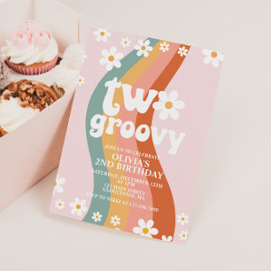 TWO Groovy daisy regnbåge 2 år Inbjudningar