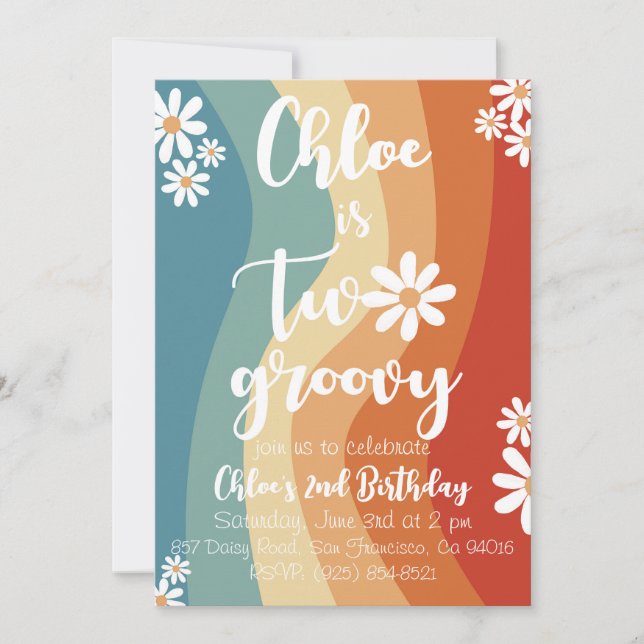 Two Groovy Retro Inbjudningar (Framsida)