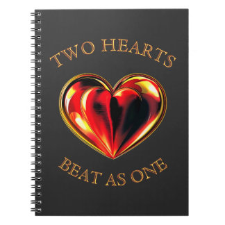 Two Hearts Beat As One Soulmate Valentine Black Anteckningsbok