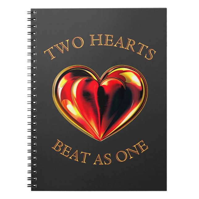 Two Hearts Beat As One Soulmate Valentine Black Anteckningsbok (Framsidan)