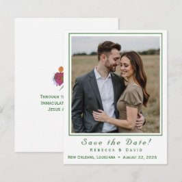 Two Hearts Catholic Flat Save The Date Card Spara Datumet