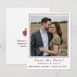 Two Hearts Catholic Flat Save The Date Card Spara Datumet