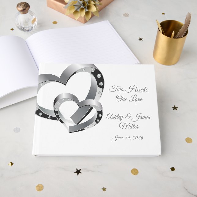 Two Hearts Gästböcker (Framsida Öppen)