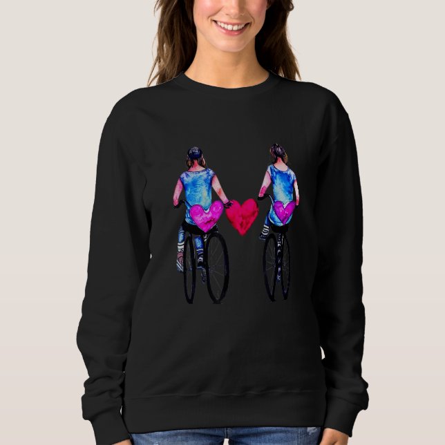 Two Hearts On Bikes - Love Riding Bicycles For Wom T Shirt (Framsida)