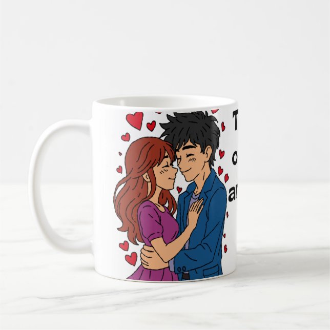 'Two Hearts, One Journey' Animepar Mug Kaffemugg (Vänster)