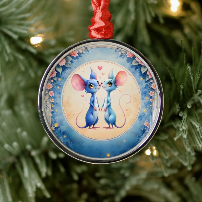 Two Hearts, One Love – Wedding Mice.  Julgransprydnad Metall (Träd)