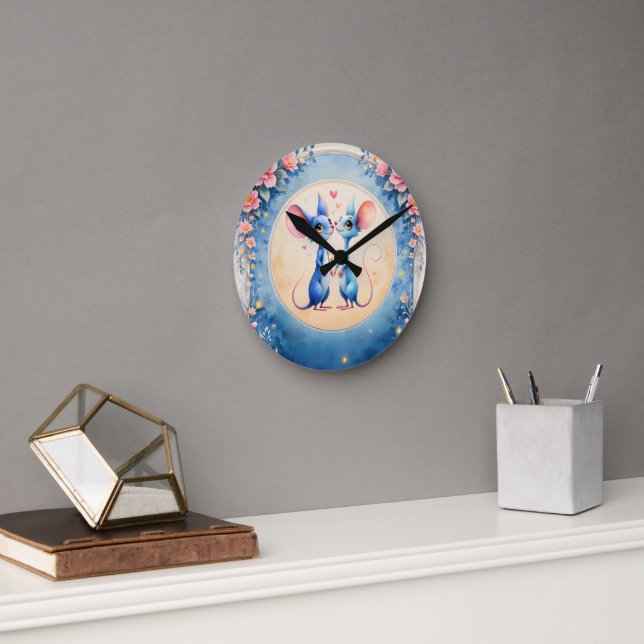 Two Hearts, One Love – Wedding Mice.  Rund Klocka (Kontor)