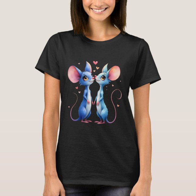Two Hearts, One Love – Wedding Mice.  T Shirt (Framsida)