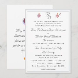 Two Hearts Silver Catholic Wedding Invitation Inbjudningar