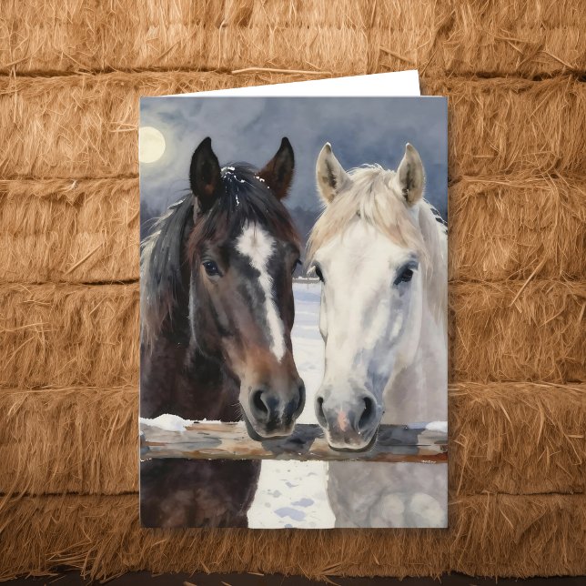 Two Horses on a Snowy Farm | Thinking About You Kort (Skapare uppladdad)