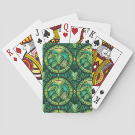 Two images of playing cards with tropical  casinokort