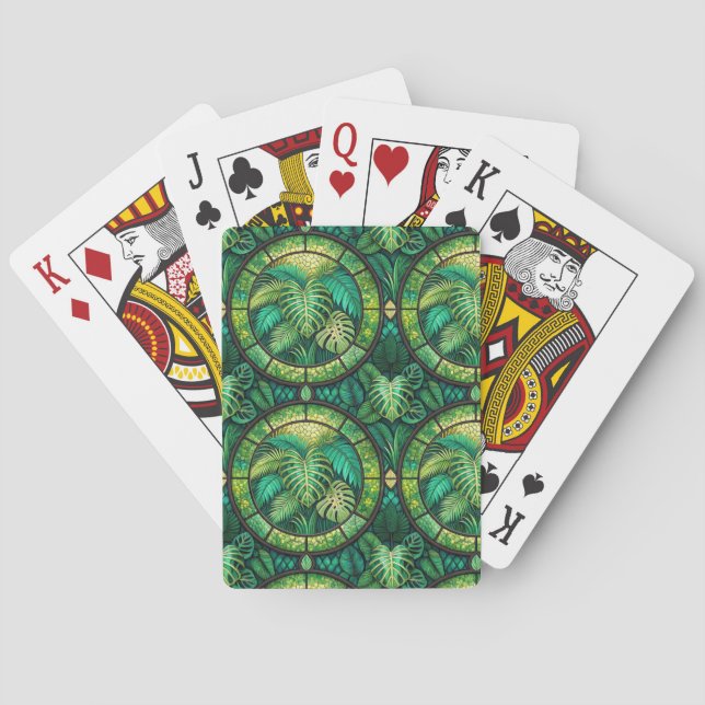 Two images of playing cards with tropical  casinokort (Baksidan)
