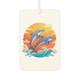 Two jumping cartoon dolphin