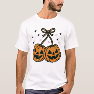 Two Kawaii Jack-O'-Lantern Pumpkins with Bow T Shirt