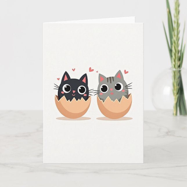 Two Kittens Happy New Beginnings Card Kort (Framsida)