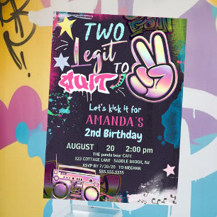 Two Legit To Quit 2-årsfest 90-tals Hip Hop-fest I Inbjudningar