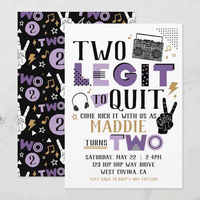 Two Legit to Quit Andra Födelsedagsinbjudan Inbjudningar (Fram/baksida)