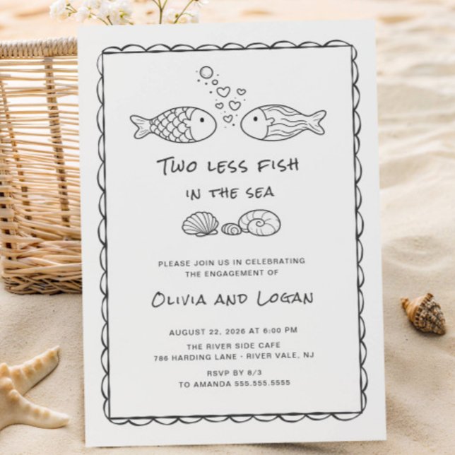 Two Less Fish in the Sea Engagement Invitation Inbjudningar (Skapare uppladdad)