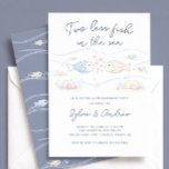 Two Less Fish in the Sea Engagement Invite Inbjudningar<br><div class="desc">Celebrate the happy couple with this charming “Two Less Fish in the Sea” engagement party invitation. This sweet watercolor design features adorable fish swimming toward each other surrounded by soft ocean waves, bubbles, and delicate pastel sea details. The calming blue color palette and playful underwater theme make it perfect for...</div>