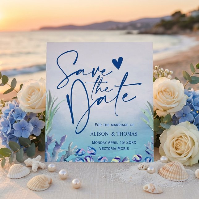 Two Less Fish in The Sea Summer Wedding  Spara Datumet (#LuxuryWedding
#CoastalWedding
#BeachWedding
#RomanticWedding
#SaveTheDate
#WeddingStationery
#beach)