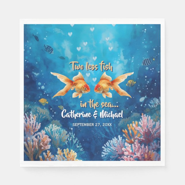 Two Less Fish In The Sea Underwater Wedding Pappersservett (Framsidan)