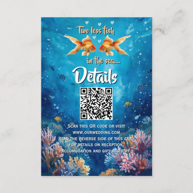 Two Less Fish In The Sea Underwater Wedding Tilläggskort (Framsida)