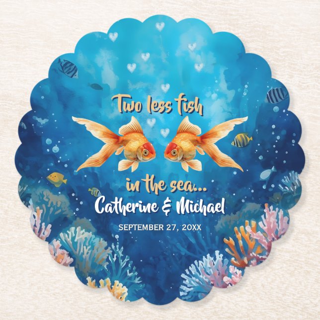 Two Less Fish In The Sea Underwater Wedding Underlägg Papper (Framsida)