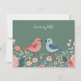 Two Little Birds and Flowers Vykort