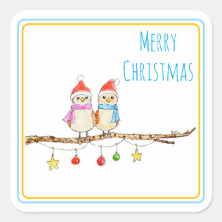 Two Little Birds  Square Sticker Fyrkantigt Klistermärke