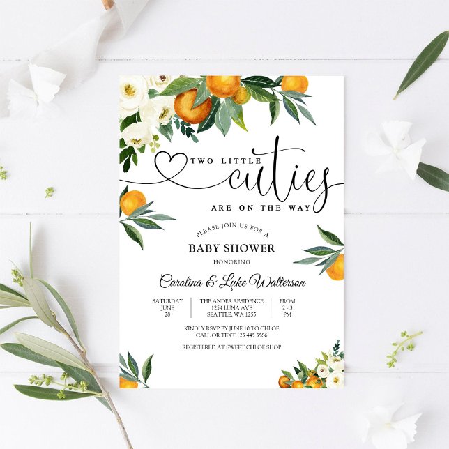 Two Little Cuties Baby Shower Invitation Inbjudningar (Skapare uppladdad)