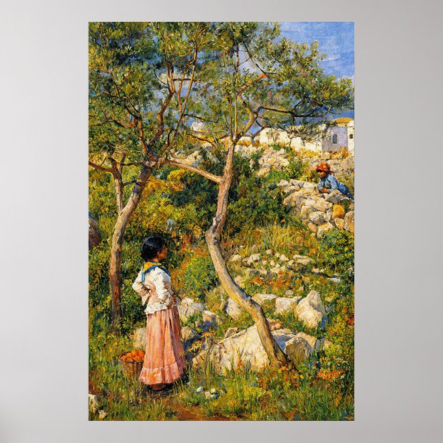 Two Little Italian Girls by a Village Poster (Framsidan)