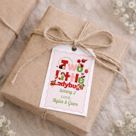 Two Little Ladybugs Favor Tag – Twins 2nd Birthday Presentetikett