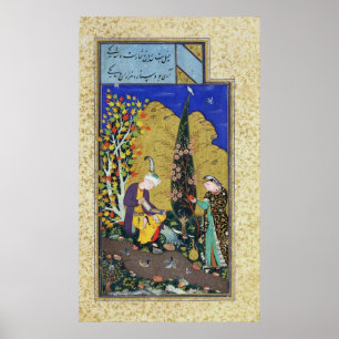 Two Lovers in a Flowering Orchard Poster