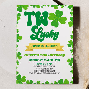 TWO Lucky St. Patrick dag 2:a födelsedagen Party Inbjudningar