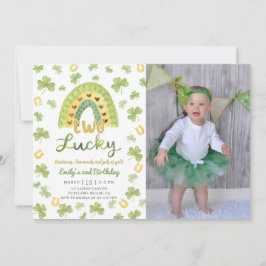 Two Lucky St Patrick's 2nd Birthday Invitation Inbjudningar