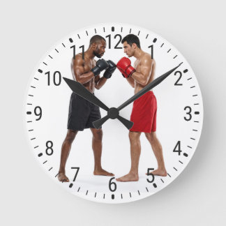 Two Male Boxers Facing Off Boxing Gym Decor Rund Klocka