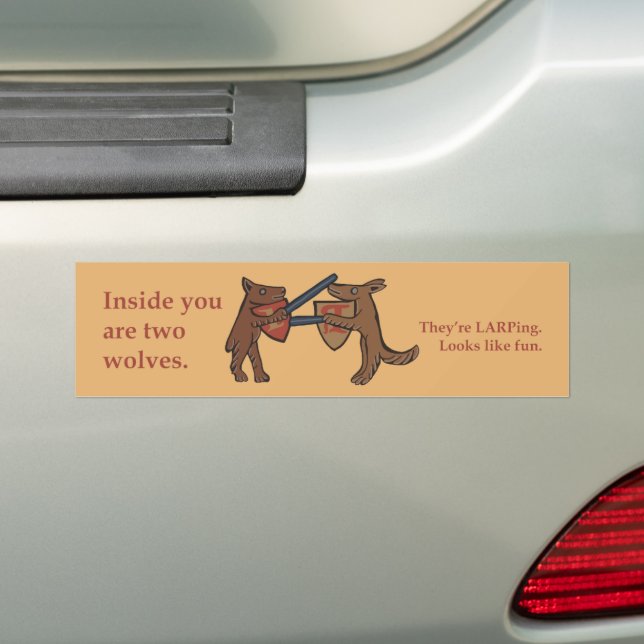 Two Medieval Wolves Bumper Sticker Bildekal (På Bil)