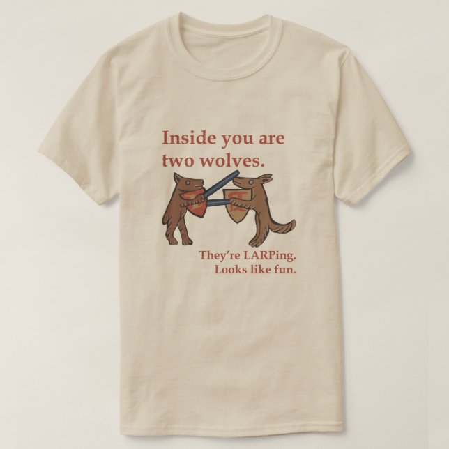 Two Medieval Wolves T-Shirt (Design framsida)