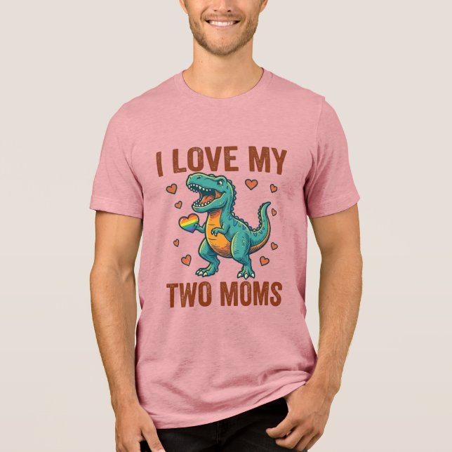 Two Moms Pride Dinosaur Vector T-Shirt Design_1 (Framsida)