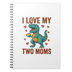 Two Moms Pride Dinosaur Vector T-Shirt Design_1 Anteckningsbok
